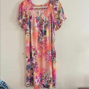 White Stag Colorful Floral Nightgown Muumuu Psychedelic‎ Bright Animal Print L